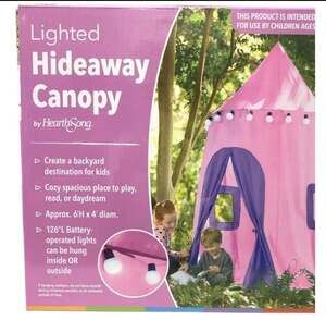 HearthSong Indoor/Outdoor 6' Tall Lighted Hideaway Canopy Pink NEW